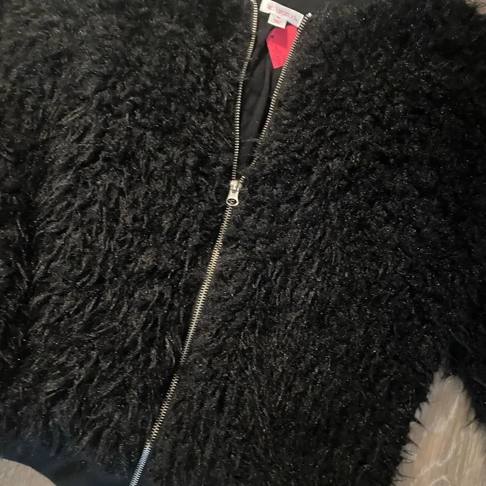 NWT Xhilaration Faux Fur Jacket sz Med Black